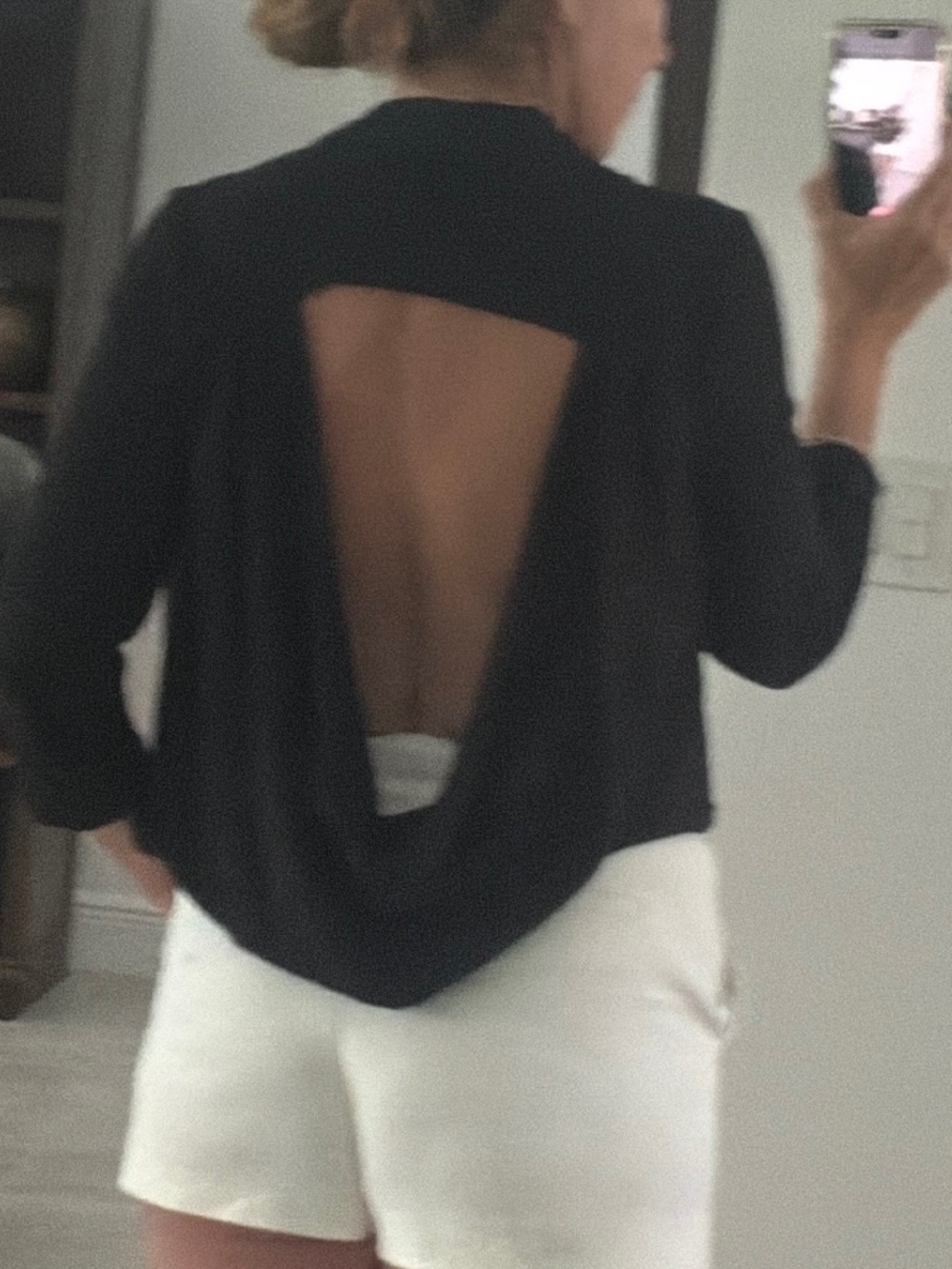 Naked Zebra Black Draped V-Neck Pointed Hem Top